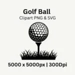 Golf ball silhouette clipart PNG on transparent background