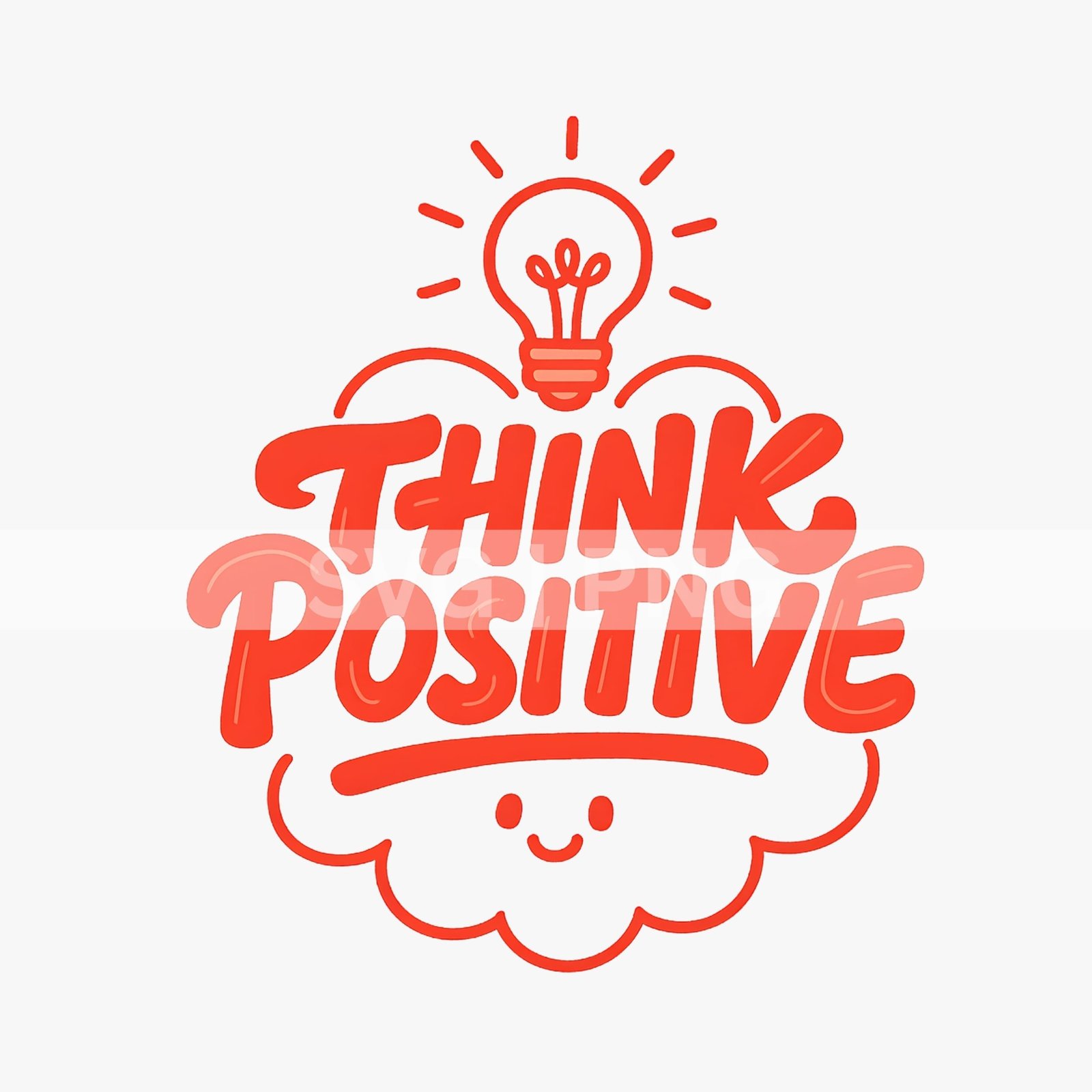 Think Positive printable motivational wall art - red lettering and lightbulb Think Positive printable motivational wall art - red lettering and lightbulb