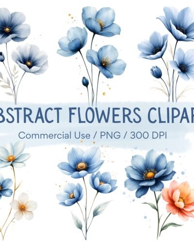 Abstract Flower Clipart PNG Set