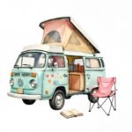 Camping Trailer Clipart Set – Watercolour Camper Van PNGs - Image 6