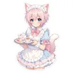 AI Generated Cartoon Maid Cat Femboy PNG Sticker Set – Kawaii Pack (10pcs) - Image 2