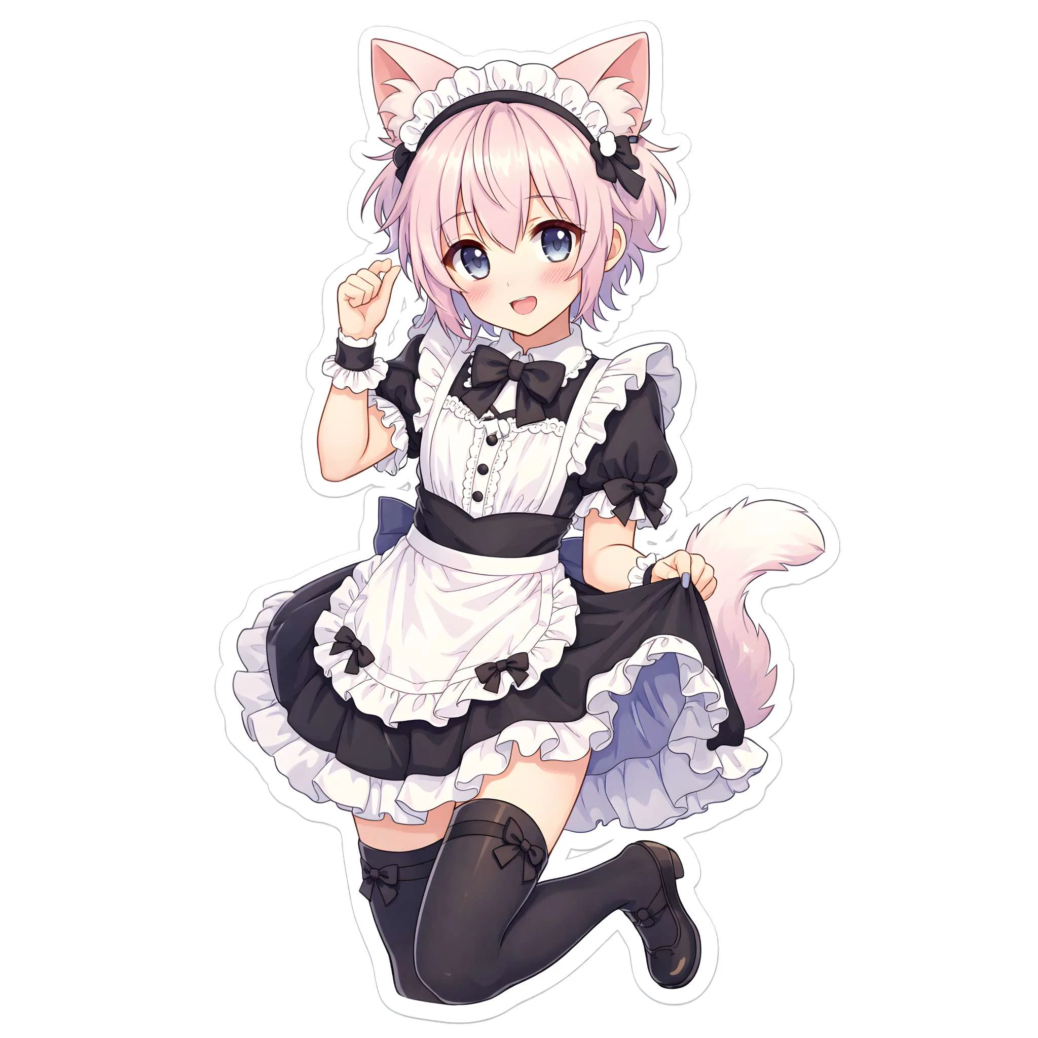 AI Generated Cartoon Maid Cat Femboy PNG Sticker Set – Kawaii Pack (10pcs) - Image 3