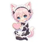 AI Generated Cartoon Maid Cat Femboy PNG Sticker Set – Kawaii Pack (10pcs) - Image 5